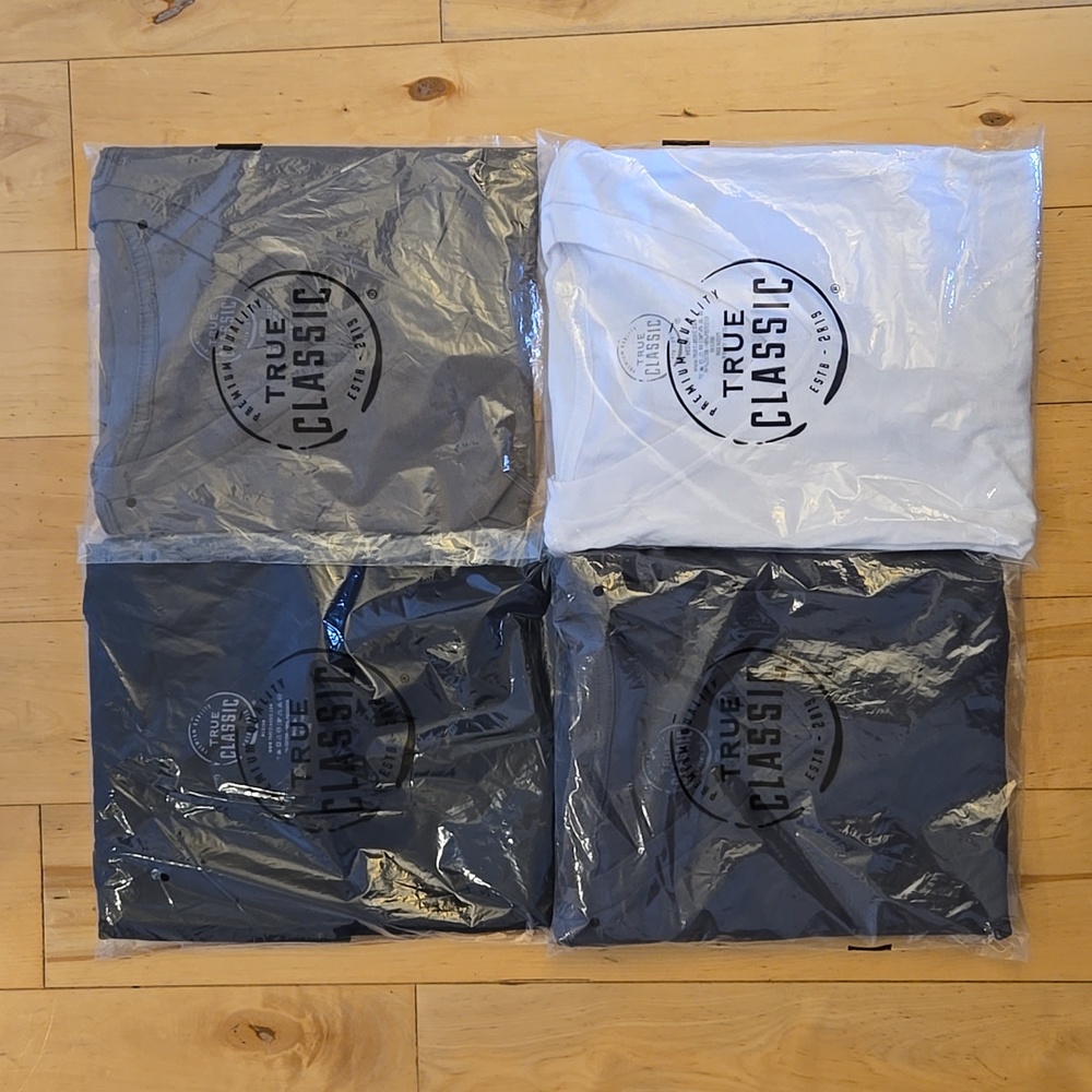 True Classic V neck tees Medium set of 4 NWT